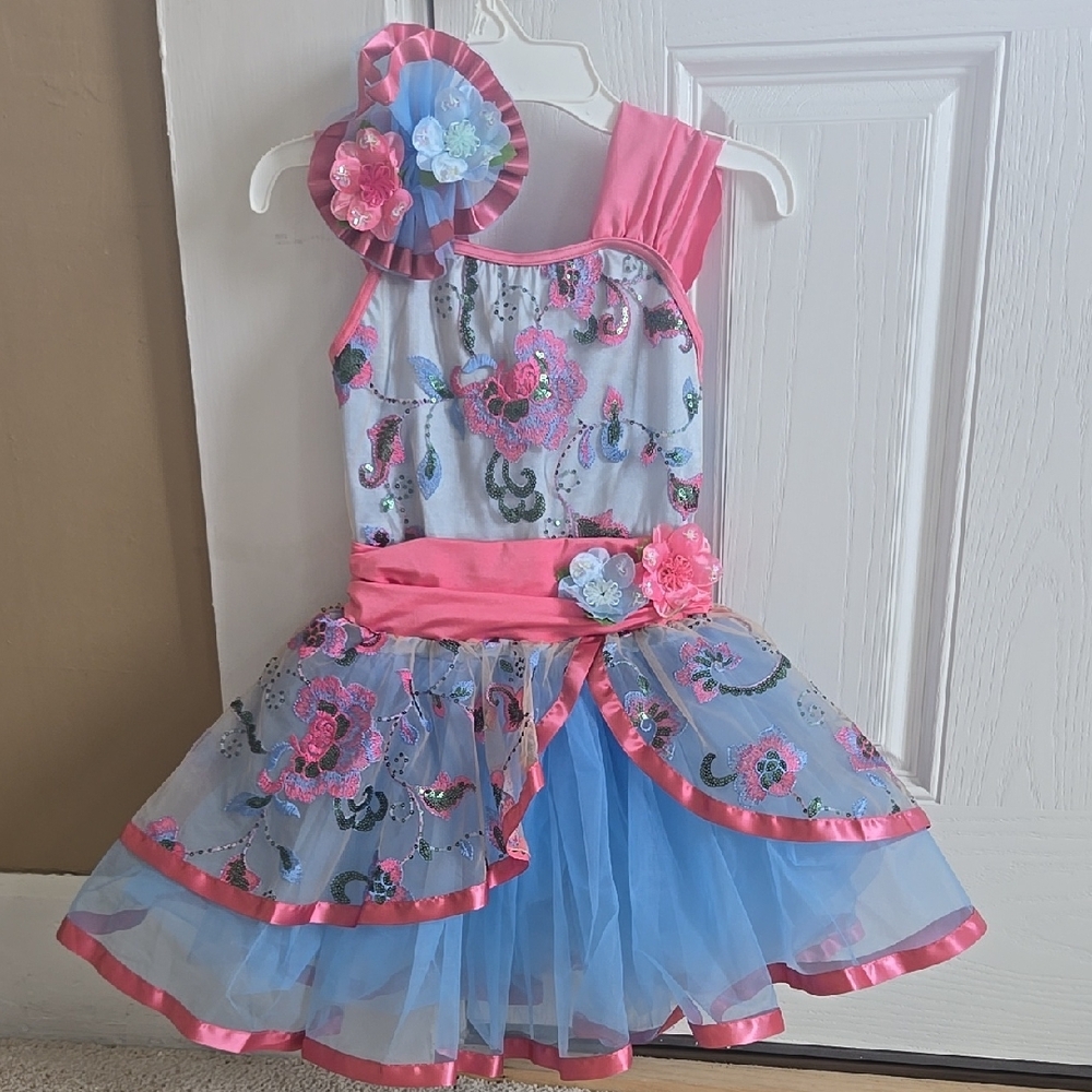 Floral Pink and Blue Kids Costume